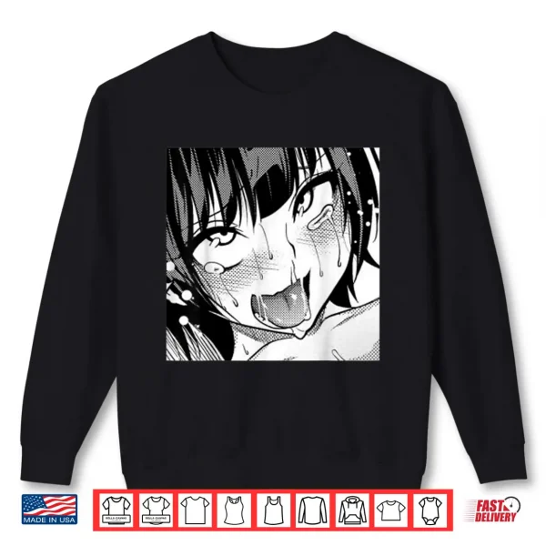 Sweatshirt Ahegao Anime Girl With Tongue and Hands Out Weeb Shirt