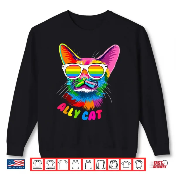 Sweatshirt Ally cat Purride cat pride kitty mom gay daddy lesbian LGBTQ Shirt