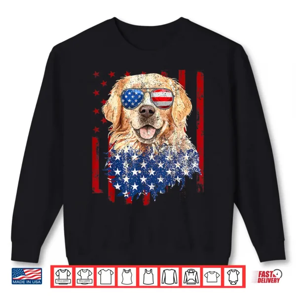 Sweatshirt American Flag Golden Retriever USA Retro 4th Of July Shirt