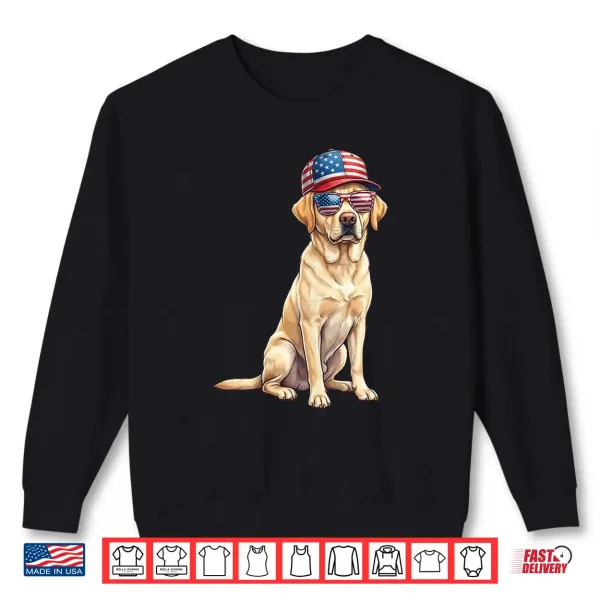 Sweatshirt American Flag Labrador Retriever Dog Yellow Lab Patriotic Shirt