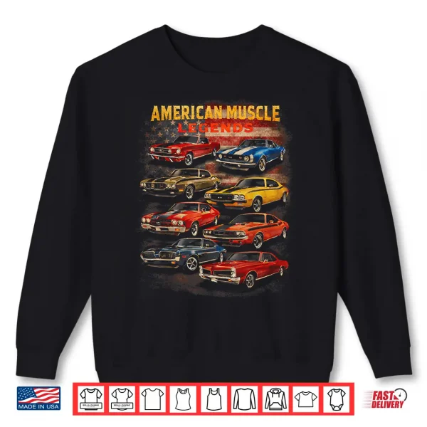 Sweatshirt American Muscle Legends Classic Car Enthusiast Retro Garage Shirt