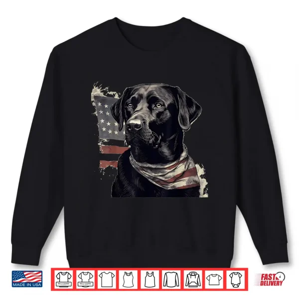 Sweatshirt American USA Flag Lab Owner Black Labrador Retriever Shirt