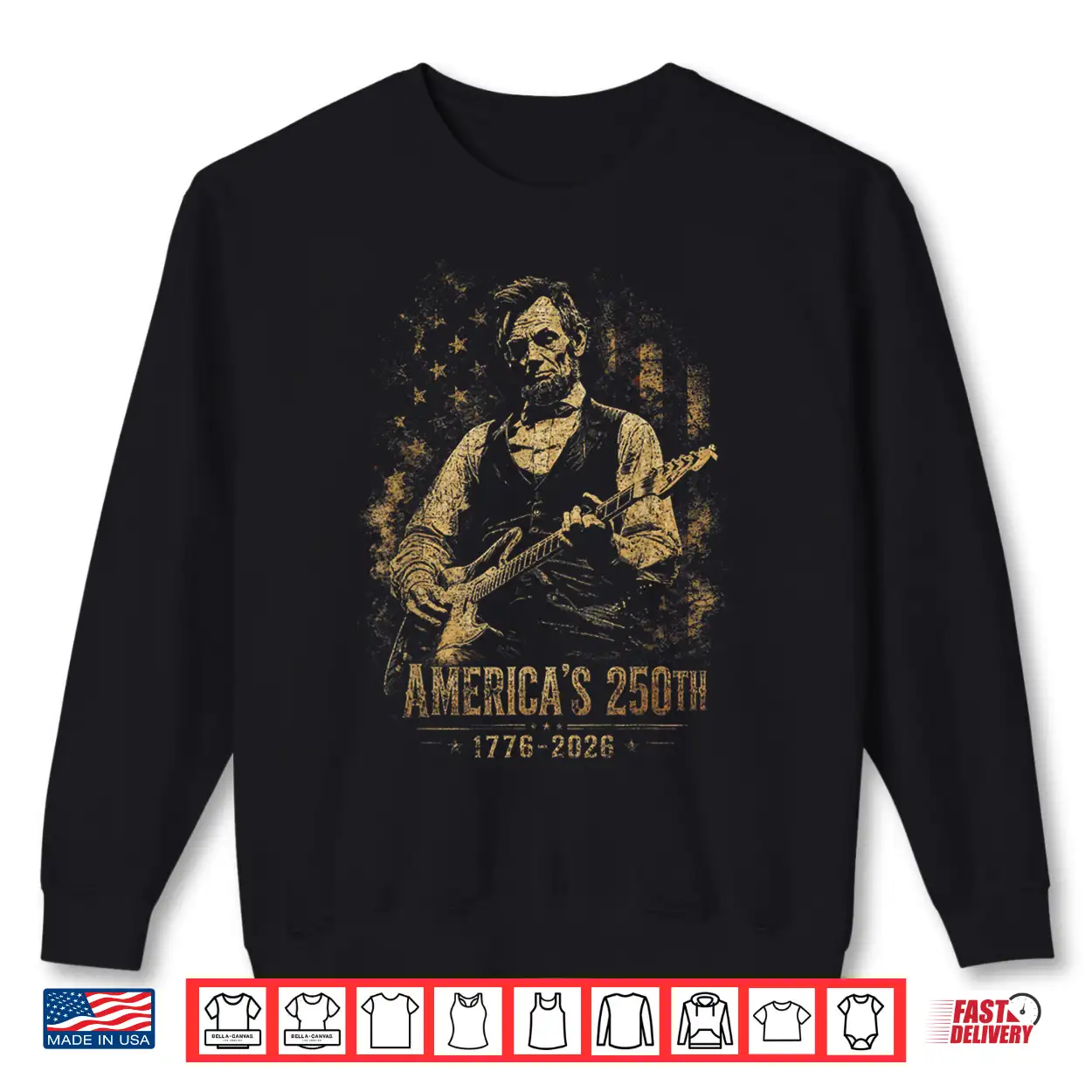America’S 250Th Abraham Lincoln Playing Guitar Retro Vintage Shirt America’S 250Th Abraham Lincoln Playing Guitar Retro Vintage Shirt