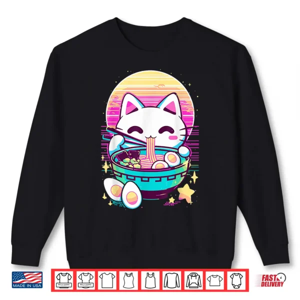 Anime Cat Eating Ramen Japanese Ramen Cat Japan Shirt 2 Sweatshirt Anime Cat Eating Ramen Japanese Ramen Cat Japan Shirt