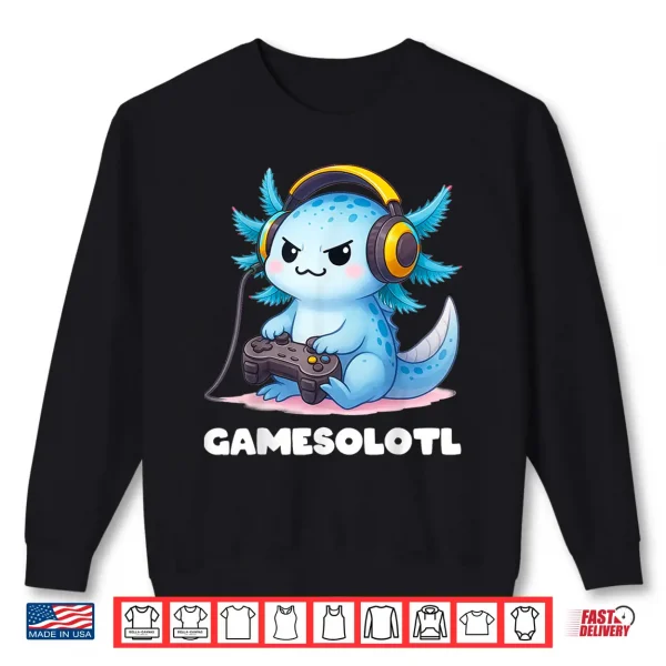 Sweatshirt Anime Gamesolotl Axolotl Boys 10 12 Kid Gamer Gaming Clothes Shirt