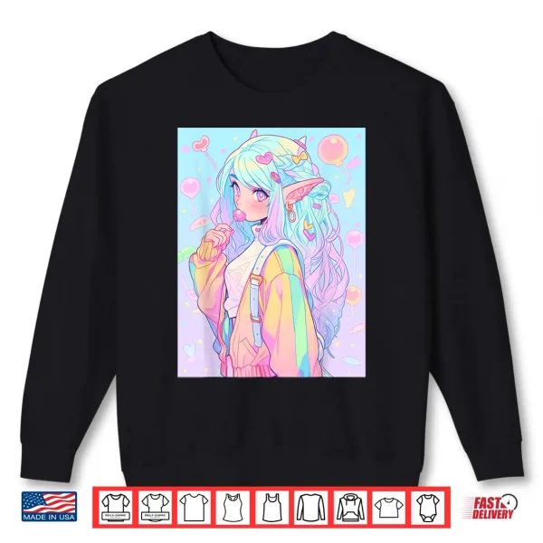 Sweatshirt Anime Girl Pastel Kawaii Waifu Elves Girl Shirt