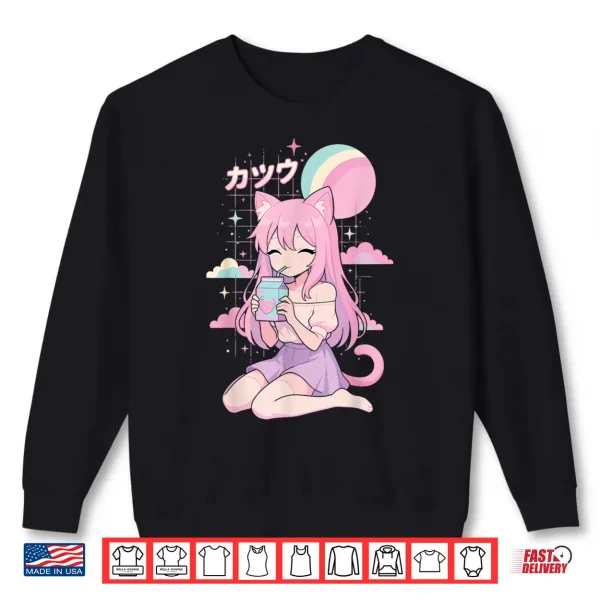 Sweatshirt Anime Girl Strawberry Milk Kawaii Aesthetic Manga Shirt