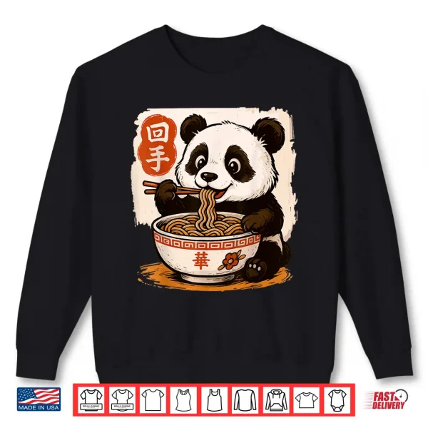 Sweatshirt Anime Panda Eating Ramen Japanese Japan Shirt