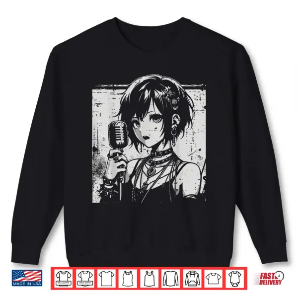 Sweatshirt Anime Punk Girl Singing Japanese Manga Goth Women Men Kids Shirt