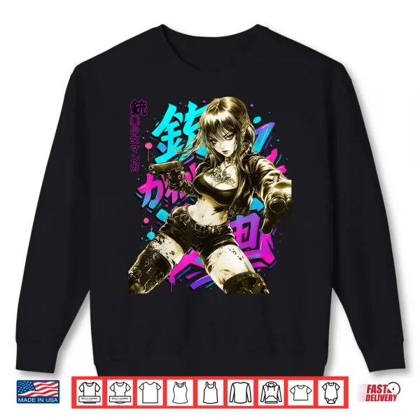 Sweatshirt Anime Waifu Sketch Line Art Manga Graffiti Graphic Shirt