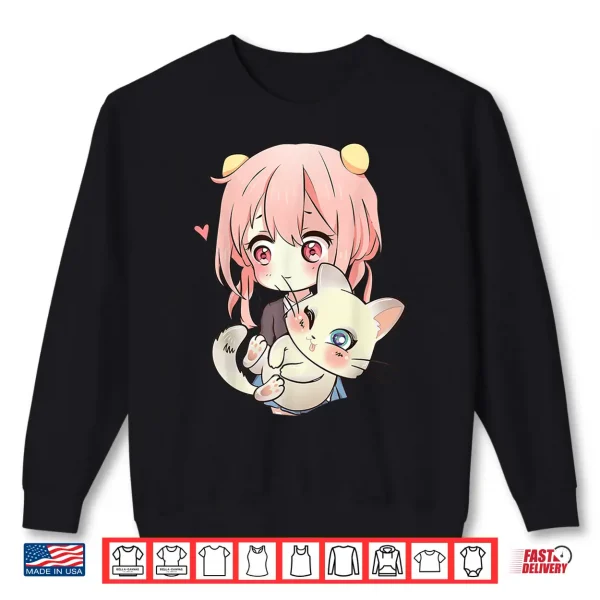 Sweatshirt Anime and Cats Lover for Teen Manga kawaii Graphic Otaku Shirt