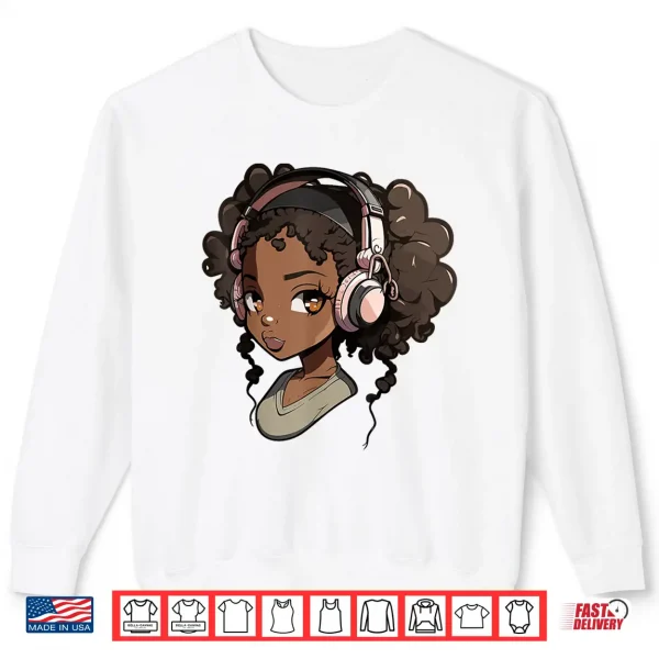 Sweatshirt Anime and Music Black Girl Anime Merch Afro African American Shirt