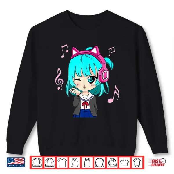 Sweatshirt Anime and Music Girl for Teen chibi graphic Anime girl Shirt
