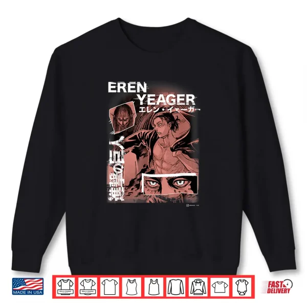 Sweatshirt Attack on Titan Eren Yeager Japanese Manga Collage Portrait Shirt