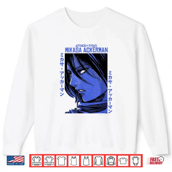 Sweatshirt Attack on Titan Mikasa Ackerman Japanese Manga Face Portrait Shirt