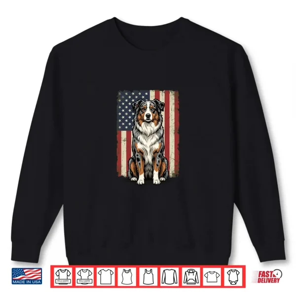 Sweatshirt Australian Shepherd USA Flag 4th Of July Shirt