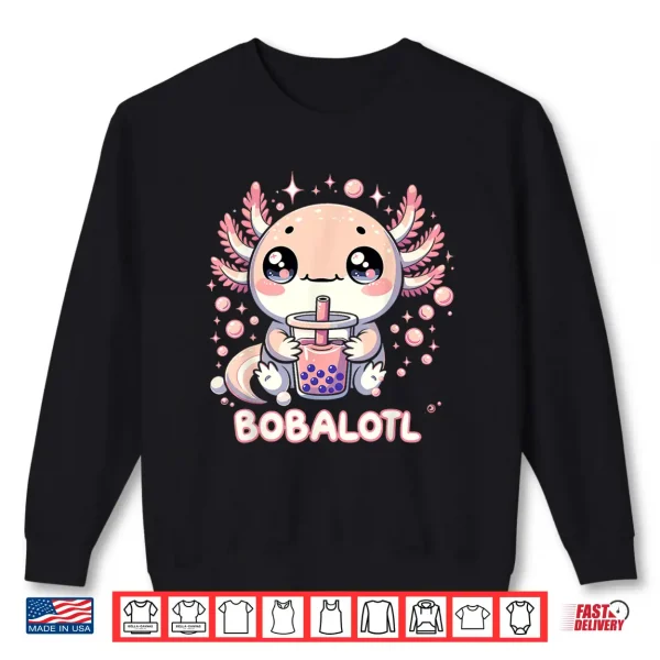 Sweatshirt Axolotl Boba Tea Kawaii Anime Cute Kids Teen Girls Shirt