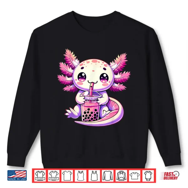 Sweatshirt Axolotl Bubble Boba Tea Anime Cute Kawaii Axolotl Shirt