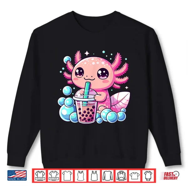 Sweatshirt Axolotl Bubble Tea Boba Anime Kawaii Axolotl Shirt
