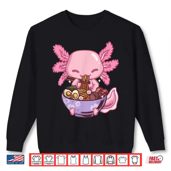 Sweatshirt Axolotl Ramen Anime Kawaii Eating Girls Teens Shirt