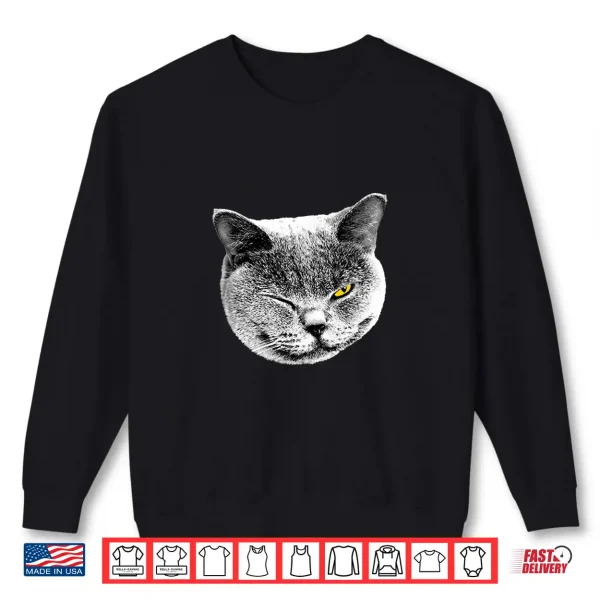 Sweatshirt BRITISH BLUE SHORTHAIR CAT SMILE WINK Shirt