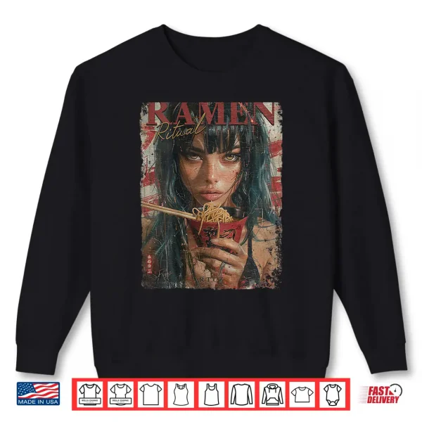 Sweatshirt Back print Pin up Girl Ramen Noodle Anime Manga Asian Ramen Shirt