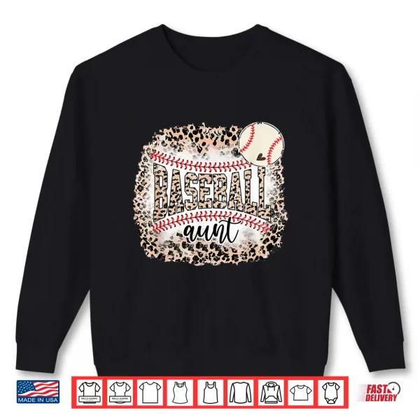 Sweatshirt Baseball Aunt Leopard Softball Auntie Funny Mothers Day Shirt