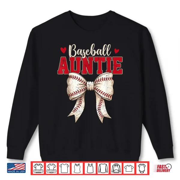 Sweatshirt Baseball Auntie Coquette Bow Game Day Mothers Day Shirt
