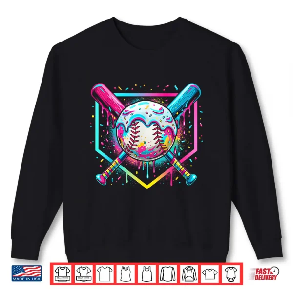 Sweatshirt Baseball Drip Ice Cream Baseball Boys Kids Youth Shirt