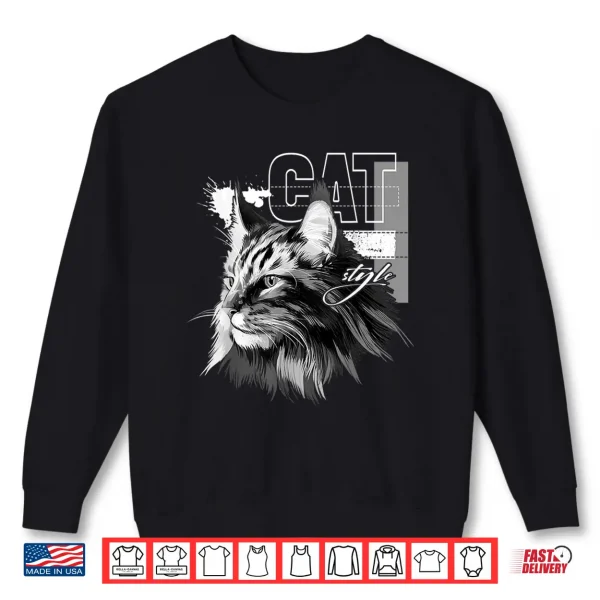 Sweatshirt Beautiful Maine Coon Cat Professional Minimalist Modern Graphic Shirt