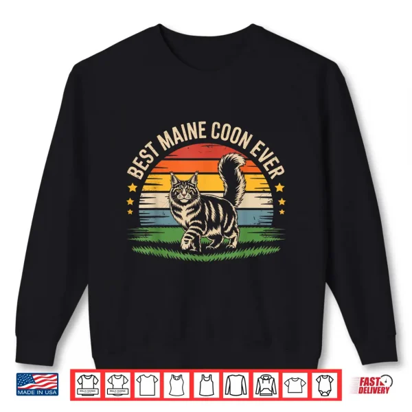 Sweatshirt Best Maine Coon Cat Retro Pet Lover Gifts Tee Shirt