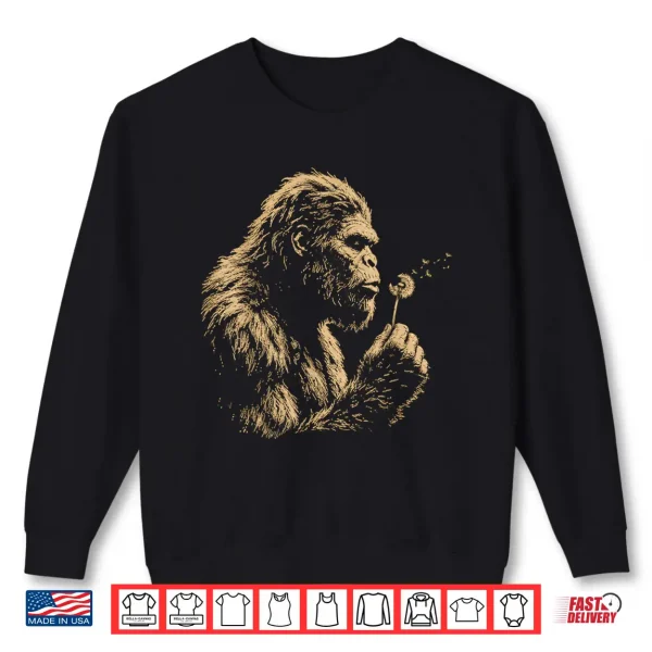Sweatshirt Bigfoot Blowing Dandelion Vintage Sasquatch Design Shirt