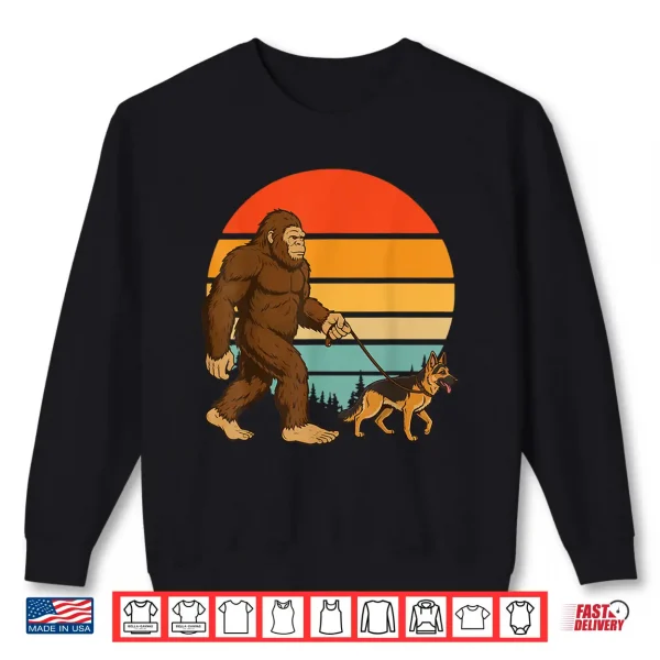 Sweatshirt Bigfoot German Shepherd Retro Professional Minimalist Modern Graphic Shirt