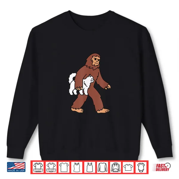 Sweatshirt Bigfoot Sasquatch Carrying Persian Cat Pet Shirt