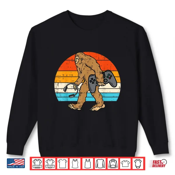 Sweatshirt Bigfoot Sasquatch Gamer Retro Gaming Men Boys Kids Teens Shirt