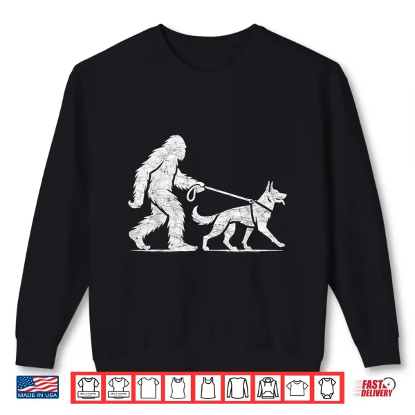 Sweatshirt Bigfoot Walking German Shepherd Dog Lover Sasquatch Shirt