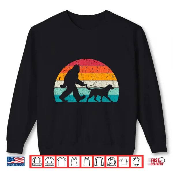Sweatshirt Bigfoot Walking a Dog Funny Labrador Retriever Lovers Dad Men Women Kids Shirt
