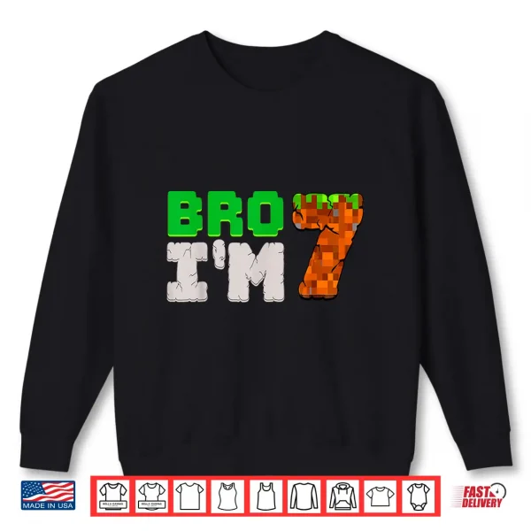 Sweatshirt Birthday Boy 7th Birthday Im 7 Year Old Gamer Pixel Number Shirt