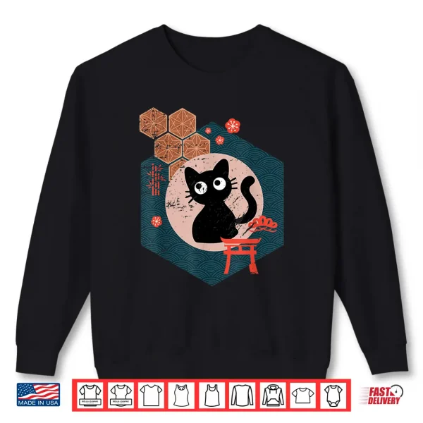 Sweatshirt Black Cat Lover japanese kitten anime tokyo otaku lifestyle Shirt
