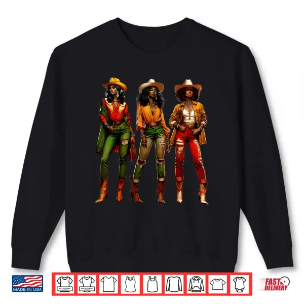Sweatshirt Black Cowgirl Western Rodeo Juneteenth Freedom Texas Women Shirt
