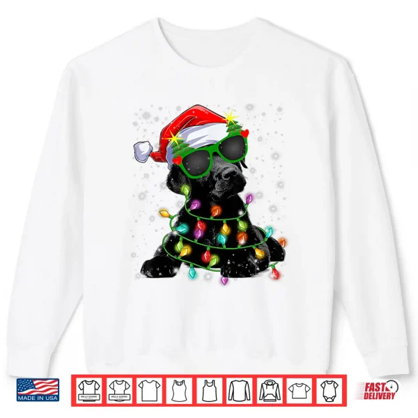 Sweatshirt Black Labrador Christmas Tree Lights Labrador Dog Xmas 2024 Shirt