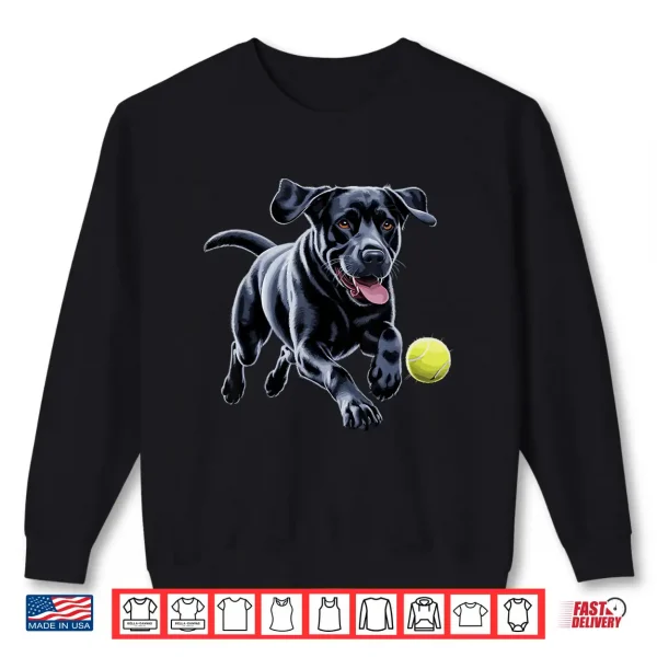 Sweatshirt Black Labrador Retriever Chasing A Ball Puppy Lab Owner Shirt