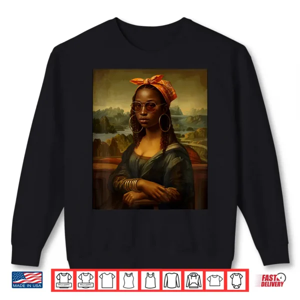 Sweatshirt Black Mona Lisa Afro Braids African American Bandana Bangles Shirt