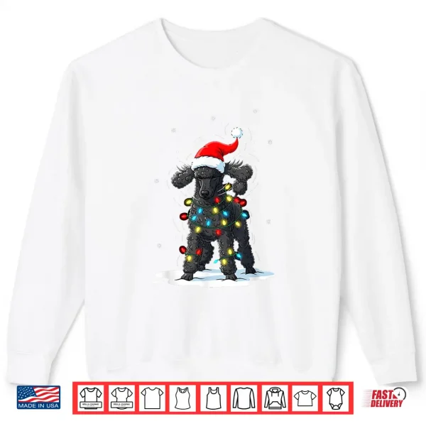 Sweatshirt Black Poodle Christmas Lights Funny Holiday for Men Women Shirt