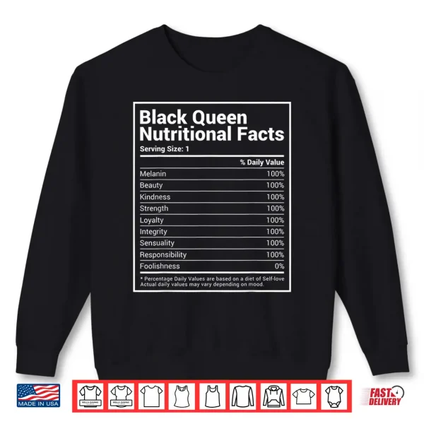Sweatshirt Black Queen Nutrition Facts Black History Month Pride Shirt