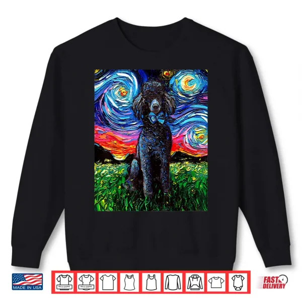 Sweatshirt Black Standard Poodle Starry Night Dog Art by Aja Shirt