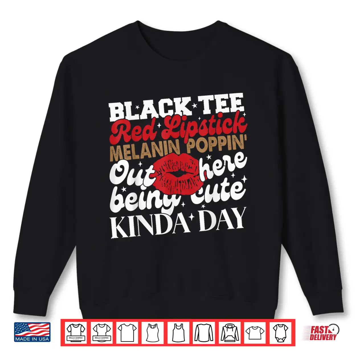 Black Tee Red Lipstick Melanin Juneteenth Black History Shirt Black Tee Red Lipstick Melanin Juneteenth Black History Shirt