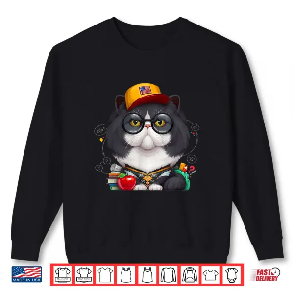 Sweatshirt Black White Persian Cat Schoolkid Back To School Shirt