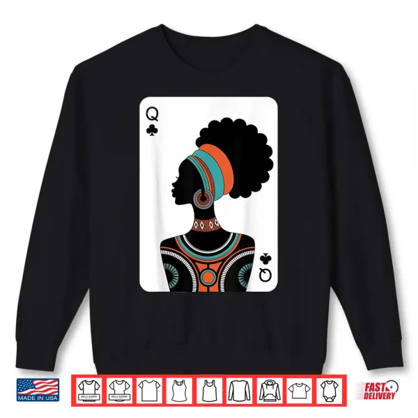 Sweatshirt Black Woman Queen Card Shirt