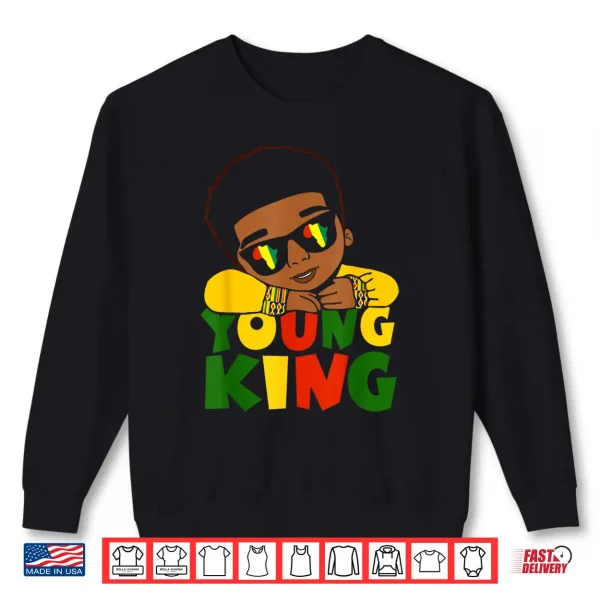 Sweatshirt Black Young King Black History Month Kids Afro Boys Shirt
